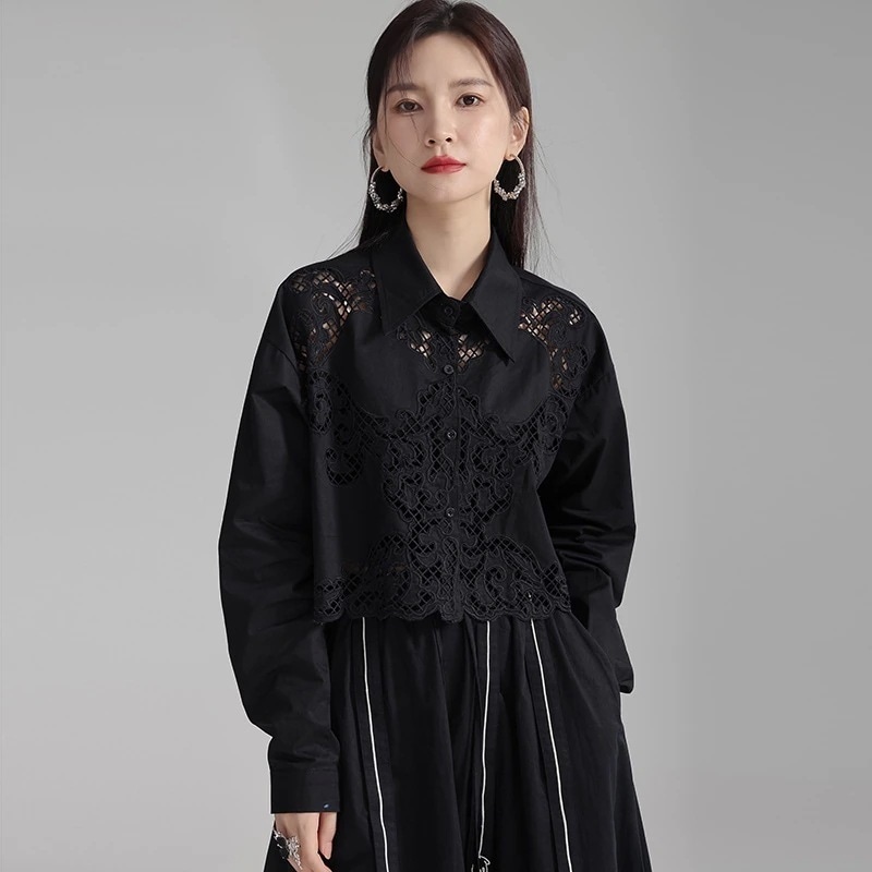 春 新作 透かし彫り ブラウス レディース ショット丈 エレガント トップスuvカット カーディガン