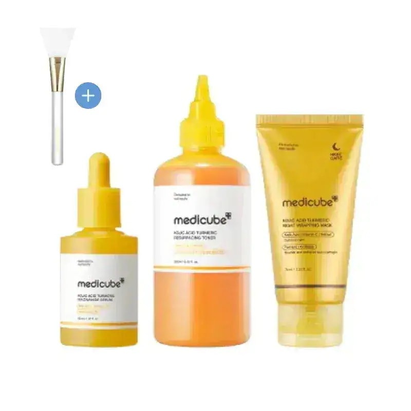 (+ブラシ贈呈)コウジ酸ビタ 3種セット(コウジ酸ビタナイアシンアミドセラム 30ml+コウジ酸ビタナイアシントナー 250ml+コウジ酸ターメリックナイトラッピングマスク 75ml)