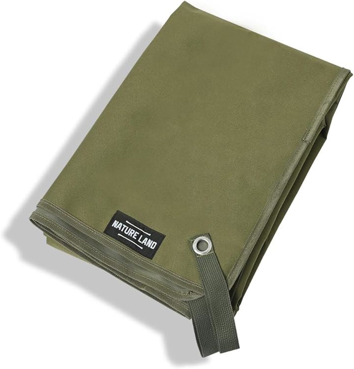 キャンプインストラクター推薦 グランドシート テントシート 厚手 198x148cm 防水 耐水圧8000mm 軽量 アウトドア 登山 ピクニック 収納バッグ付き( オリーブグリーン)