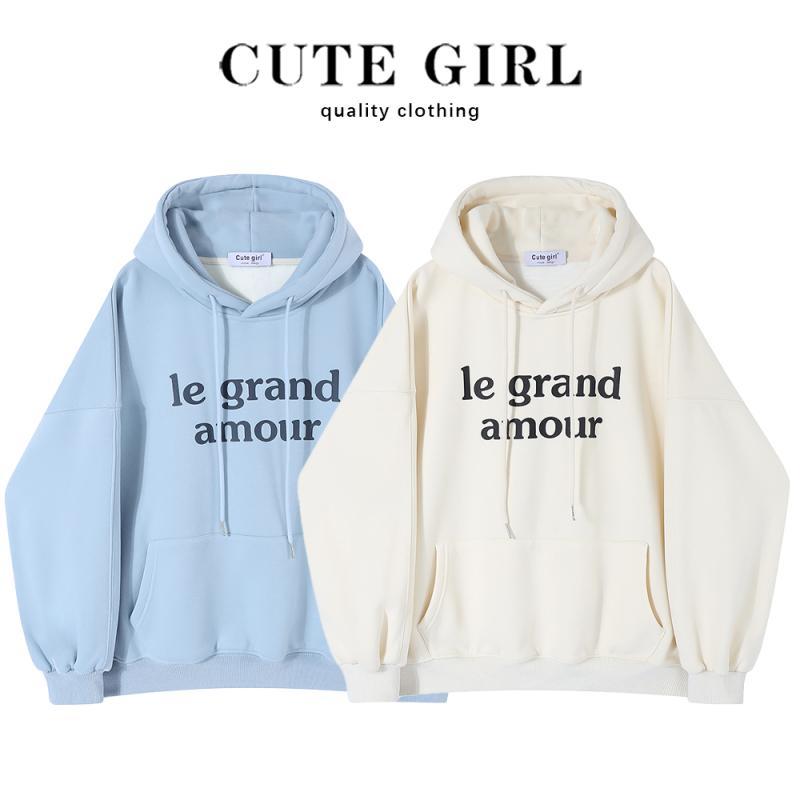 トップス パーカー レディース カジュアル 快適 韓国 フード付き スウェットシャツ 女性用 秋冬 オーバー サイズ ハイエンド ベルベット