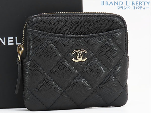 新古品シャネルマトラッセキャビアスキンタイムレスクラシックコインケースカードケースコンパクト財布ブラックAP2061