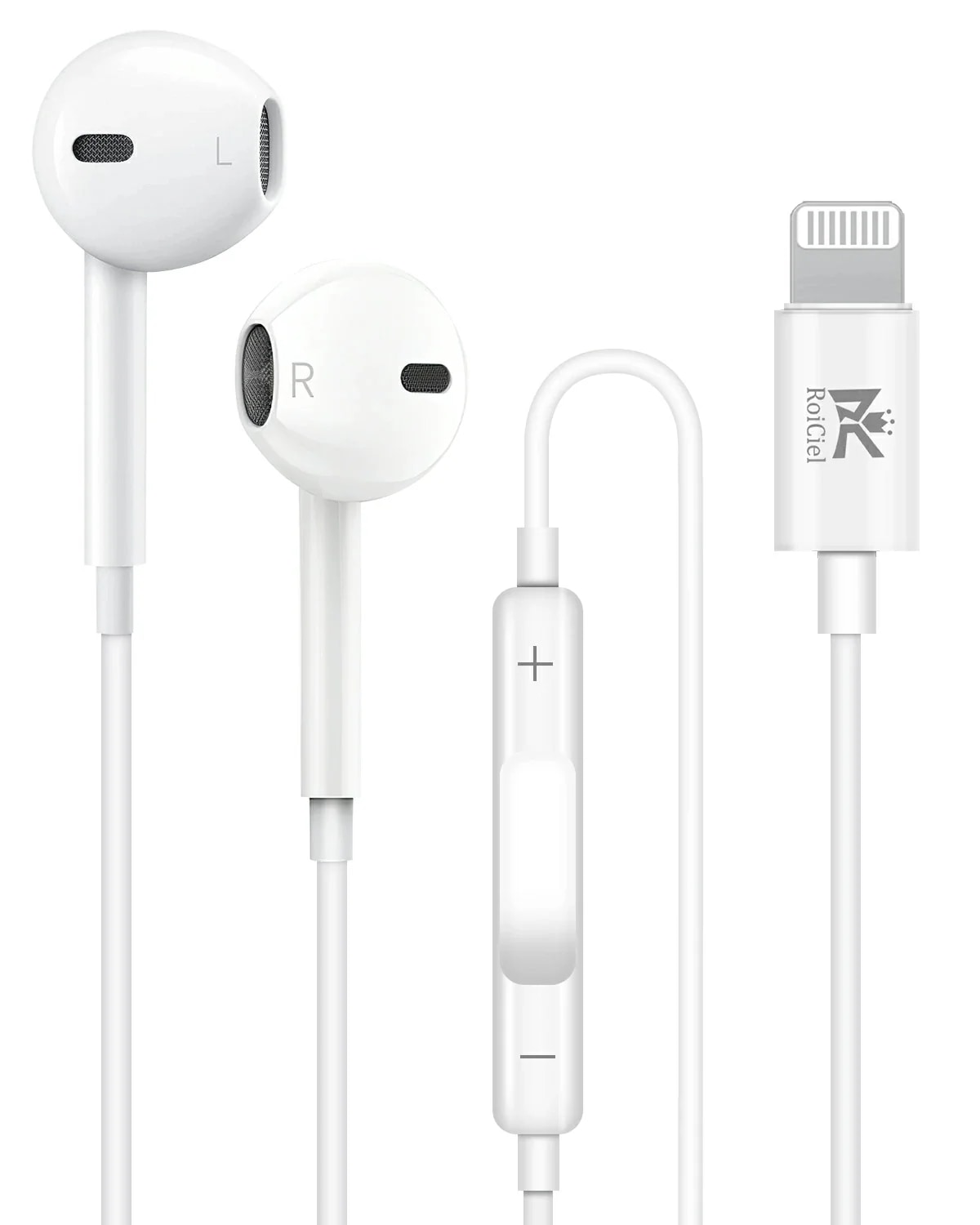 RoiCiel iphone イヤホン ハイレゾ音源対応 ライトニングイヤホン 音楽+通話+ワイヤーコントロール テレワーク 在宅勤務 便利 lightningコネクタライトニング端子ヘッドフォン