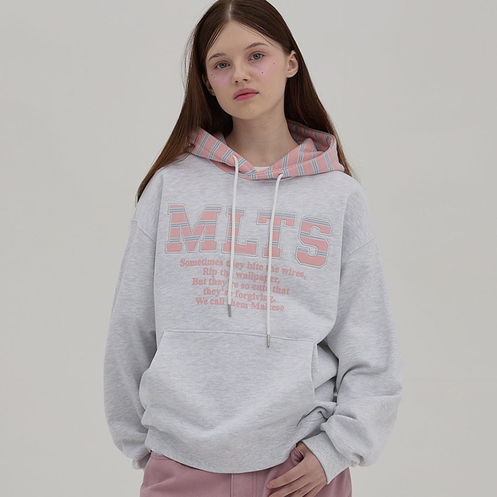 MLTS Stripe フーディー パーカー MELANGE WHITE
