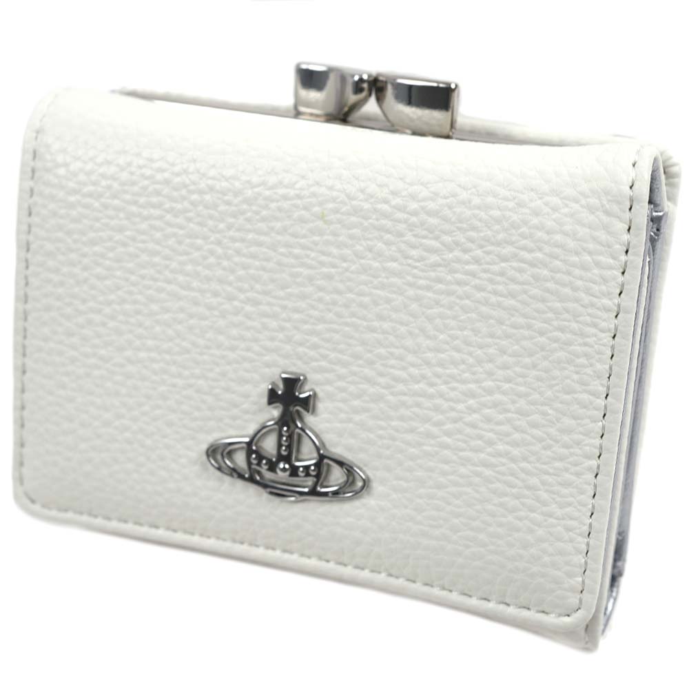 ヴィヴィアンウエストウッド 三つ折り財布 がま口 Vivienne Westwood WALLET WITH COIN POCKET RE-VEGAN SMALL FRAME WALLET WHITE
