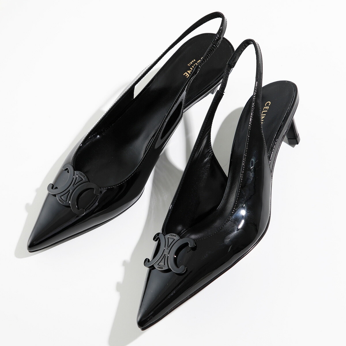 CELINE セリーヌ パンプス ALMA TRIOMPHE アルマ トリオンフ 356834582C.38NO レディース エナメル スリングバック シューズ 靴 Black
