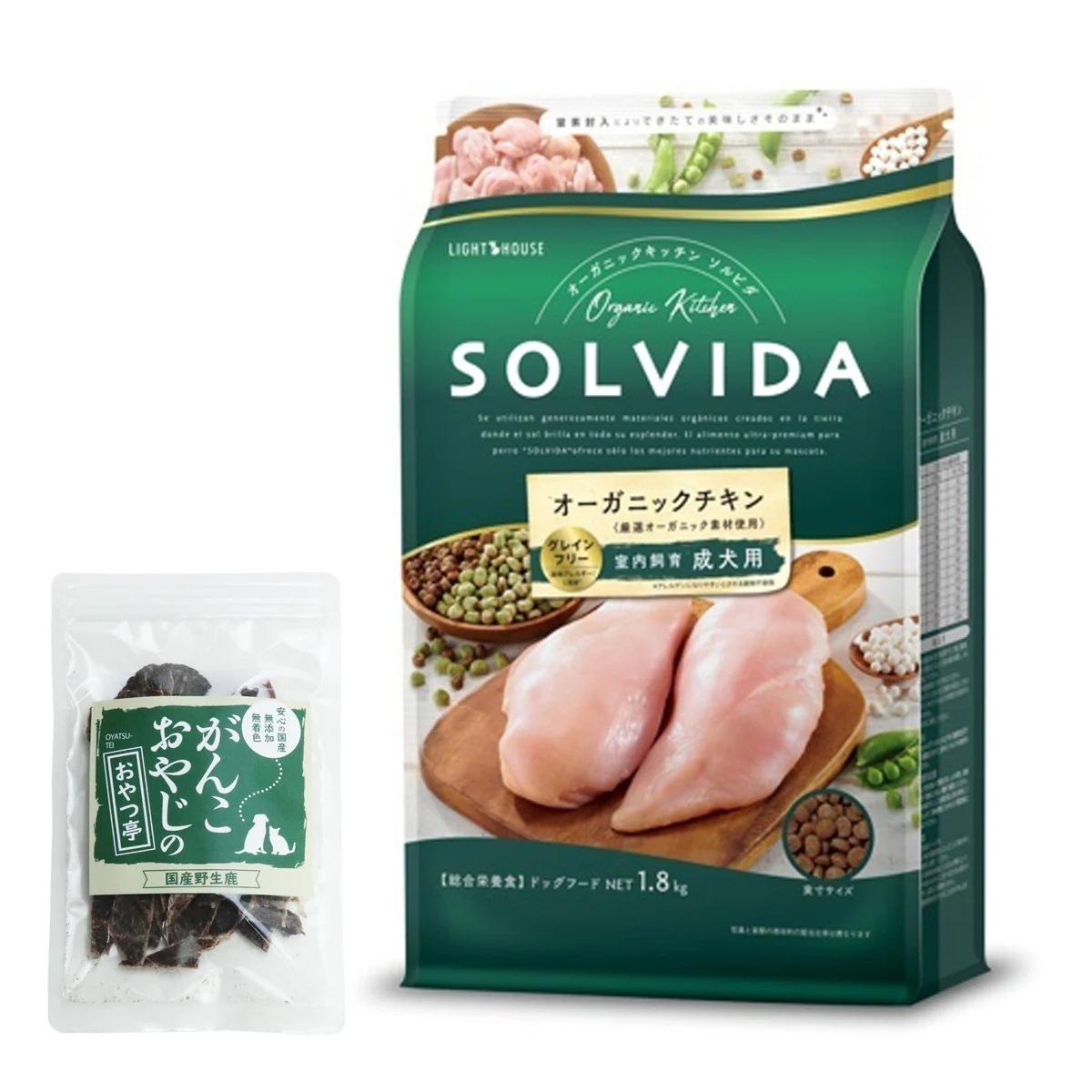 ドッグフード グレインフリー チキン 室内飼育成犬用 1.8kg【国産鹿肉ジャーキー付き(お試しサイズ)】