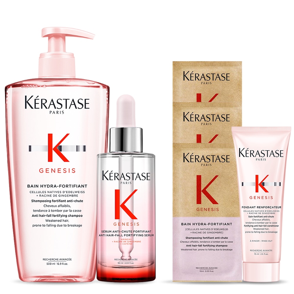[薄毛用/若芽ケア]ケラスターズ ジェネシス 大容量 シャンプー&若芽セラムセット（+ジェネシス シャンプー10ml 3個+コンディショナー75ml 1個）