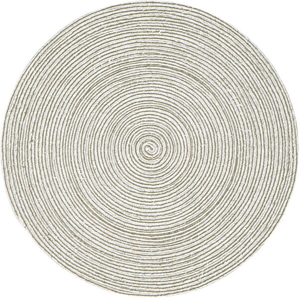 270068016 ハンドメイド 綿100%の編み込みラグ ブレイド 90R グリーン/ホワイト メーカー直送