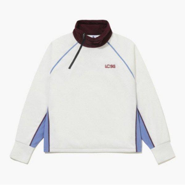 ゴルフTシャツ KQF GQ422LRLO2-CREM 女性用ウーブン配色ハーフジップ防風フリース CREAM