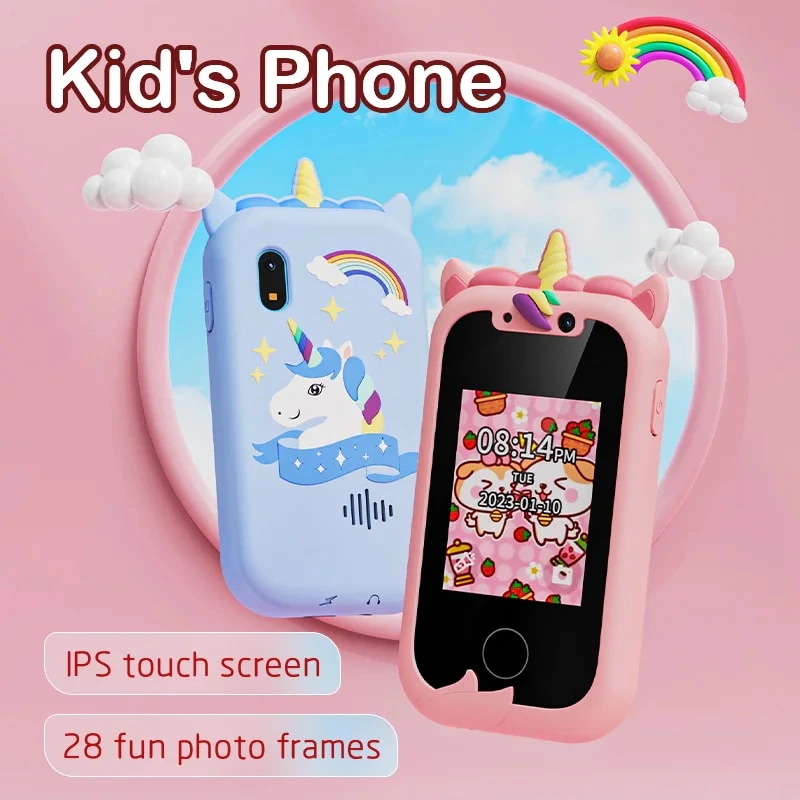 子供のためのユニコーン自撮りカメラ 512GBのSDカード 幼児の電話 音楽 漫画のおもちゃ 記録 デジタルギフト