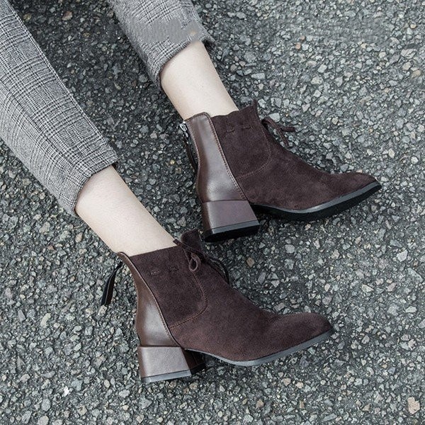 ショートブーツ レディースブーツ ヒール 靴 ショートブーツ レディースシューズ 太めヒール 美脚 歩きやすい 疲れない 秋冬 裏起毛