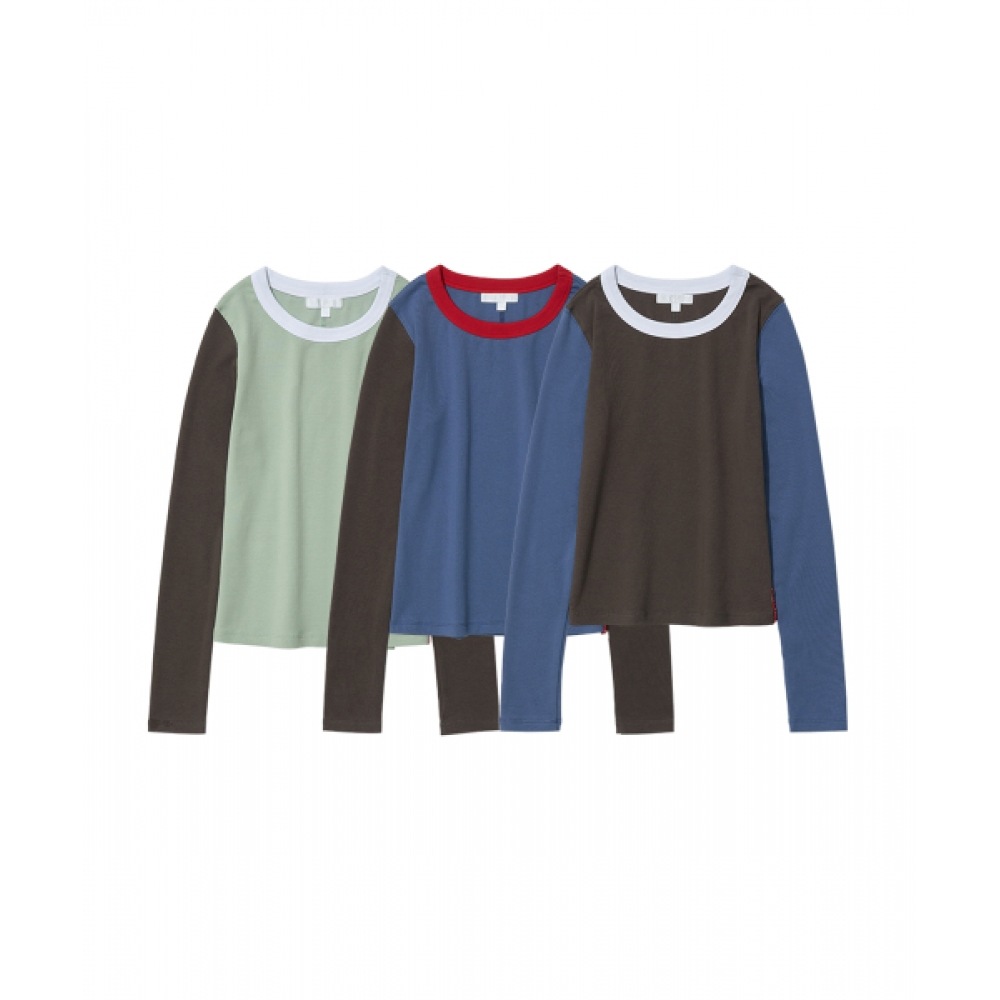 PARTIMENTO レディース PWC カラーブロックベビーロングスリーブ Tシャツ_3 色