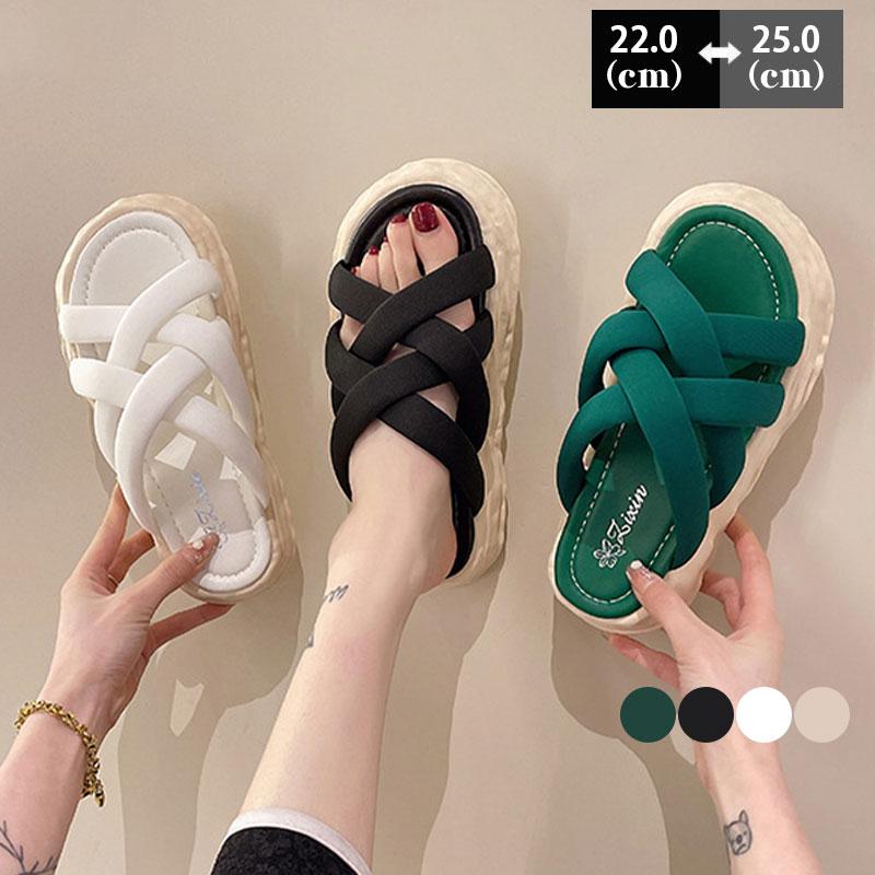 サンダルレディースぺたんこフラットビーチサンダルスリッパ軽量おしゃれ可愛い歩きやすいローヒール痛くない脚靴シューズリゾート1240