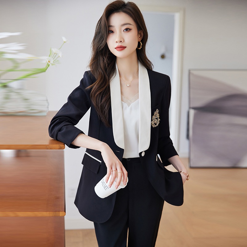 大きいサイズレディーススーツアウター韓国ファッション春服コート長袖ジャケット折襟通勤職業トップス春トレンチコート