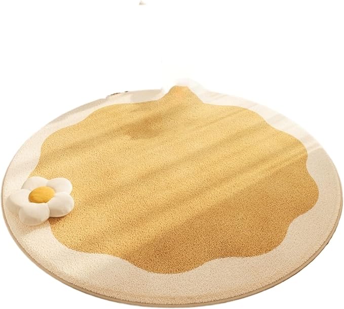 60cmプリントラウンドカーペット寝室リビングルームカーペットふわふわの滑り止めカーペットベッドサイドホームデコレーションカーペットに最適(Multi-colored1,60cm)