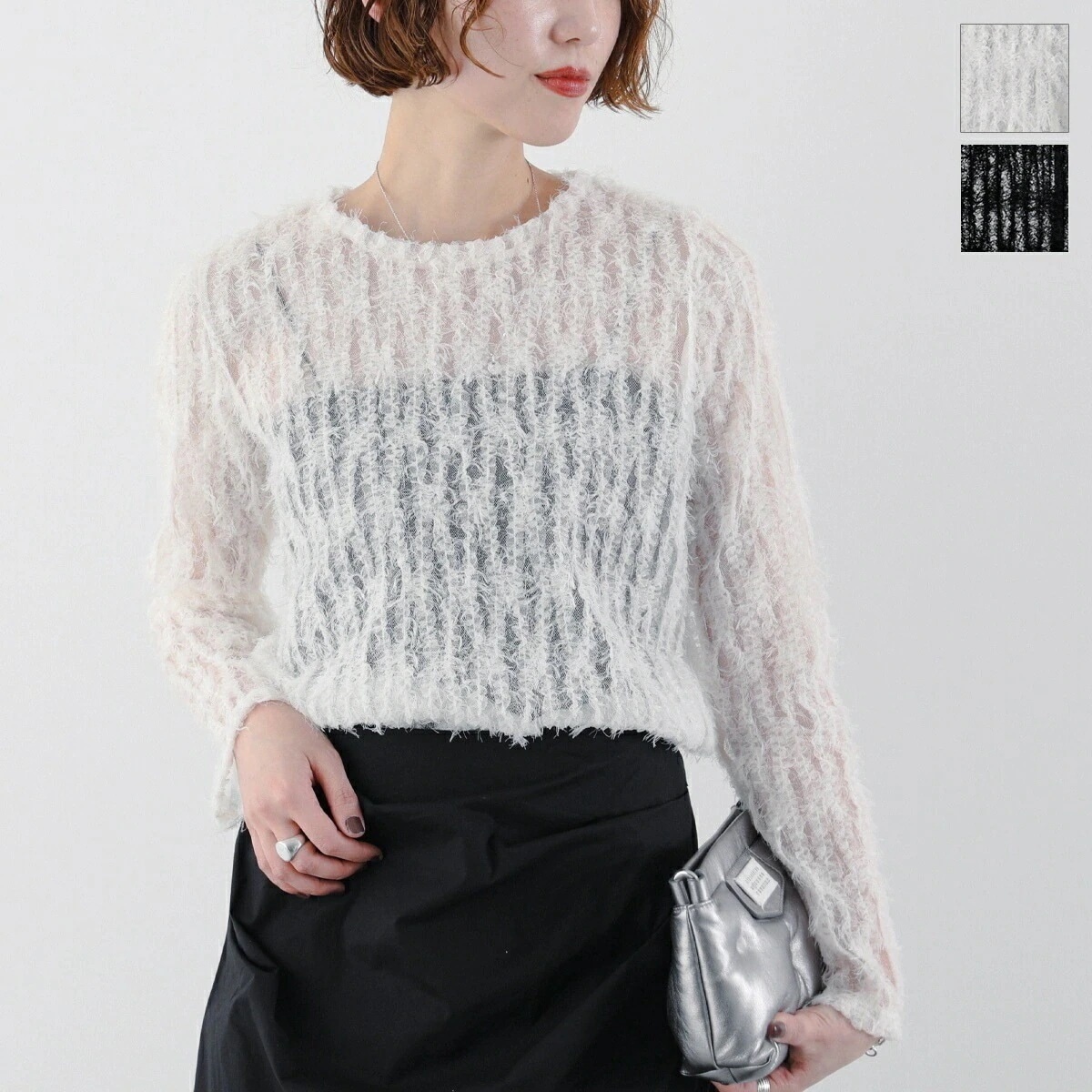 UN-SOPHIE アンソフィー カットソー FEATHER TULLE TOPS UNG2408201 レディース フェザー チュール カラー2色 【mega】 11,840円