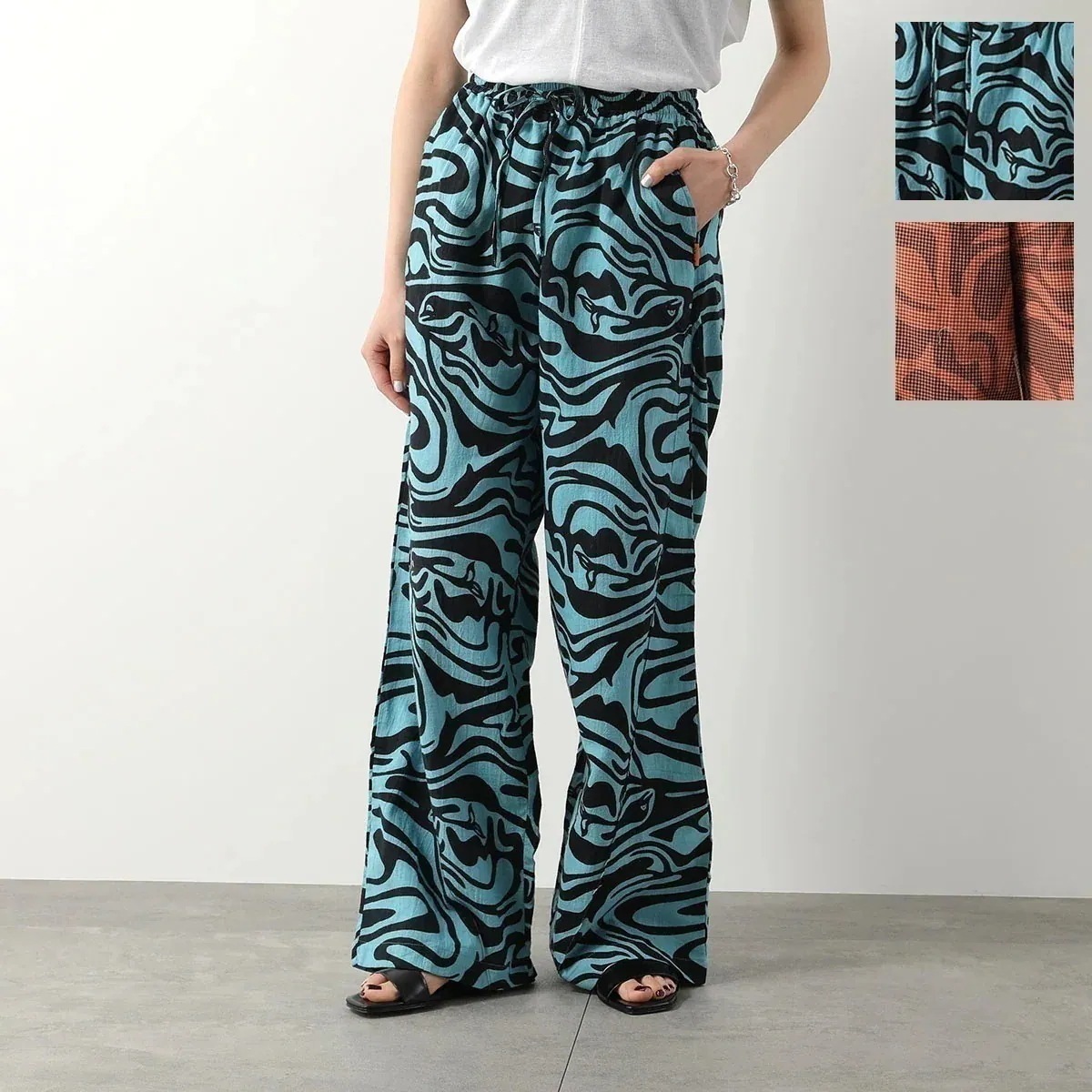 SUKU HOME スクホーム イージーパンツ Long Holiday Pant レディース ワイドパンツ プリント コットン 総柄 カラー2色