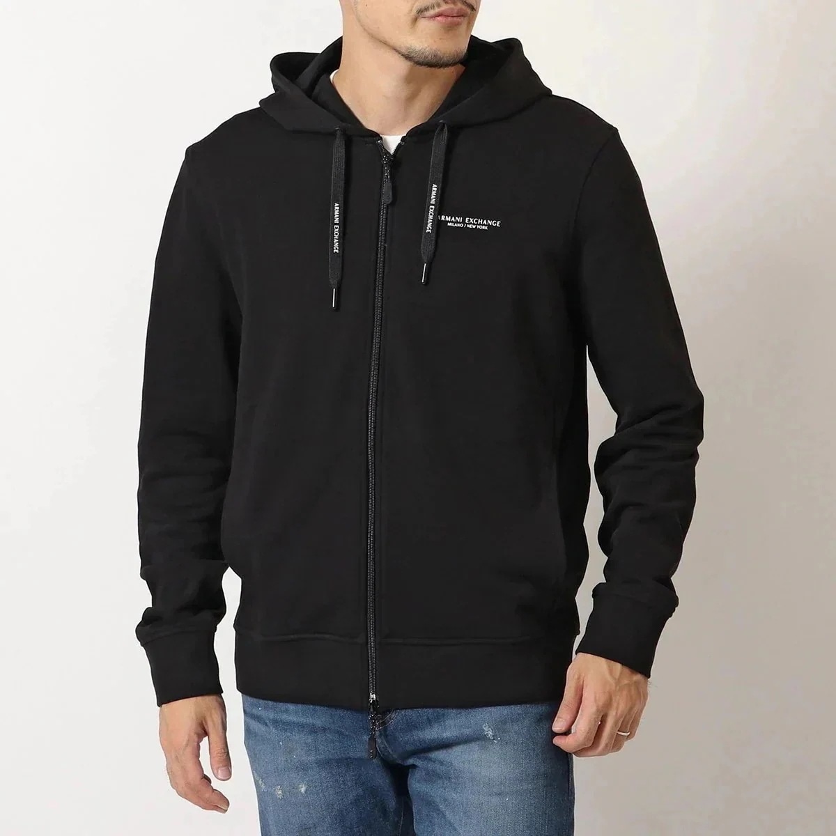 ARMANI EXCHANGE アルマーニ エクスチェンジ 8NZM95 ZJKRZ ジップアップ スウェット パーカー ロゴ 1200/BLACK メンズ】 【mega】 13,610円