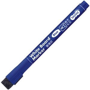 （まとめ） TANOSEE ホワイトボードマーカーキャップ式 マグネット付 細字丸芯 青 1本 (×50セット)