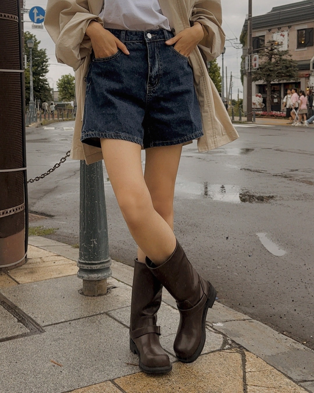 エックバックルレザーブーツ韓国ファッション レディース