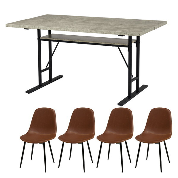 LT-4770GY34BR-5S グレー/ブラウン ダイニング5点セット メーカー直送