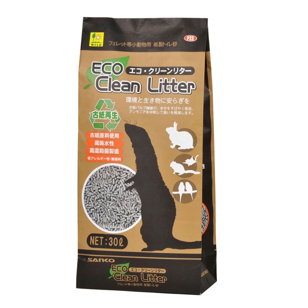 三晃商会 WILD フェレット等小動物用 紙製トイレ砂 エコ クリーンリター 30L SK-4976285252303