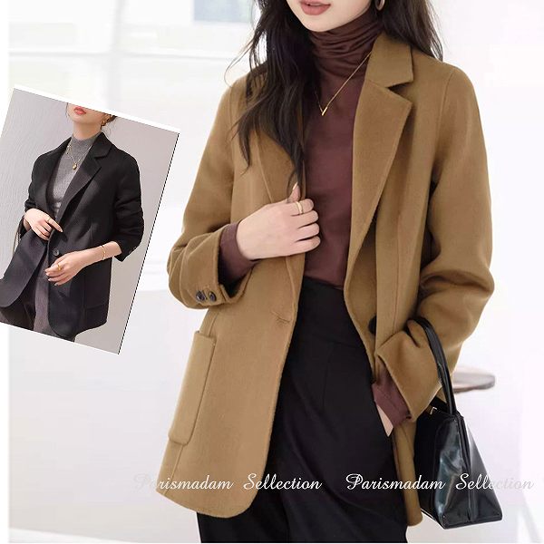 人気爆発ビジネスジャケット　ストレートライン　シングルブレザー　キャメル　ブラック　大きいサイズ有り　S～2L 細く見える通勤通学20代30代40代50代60代