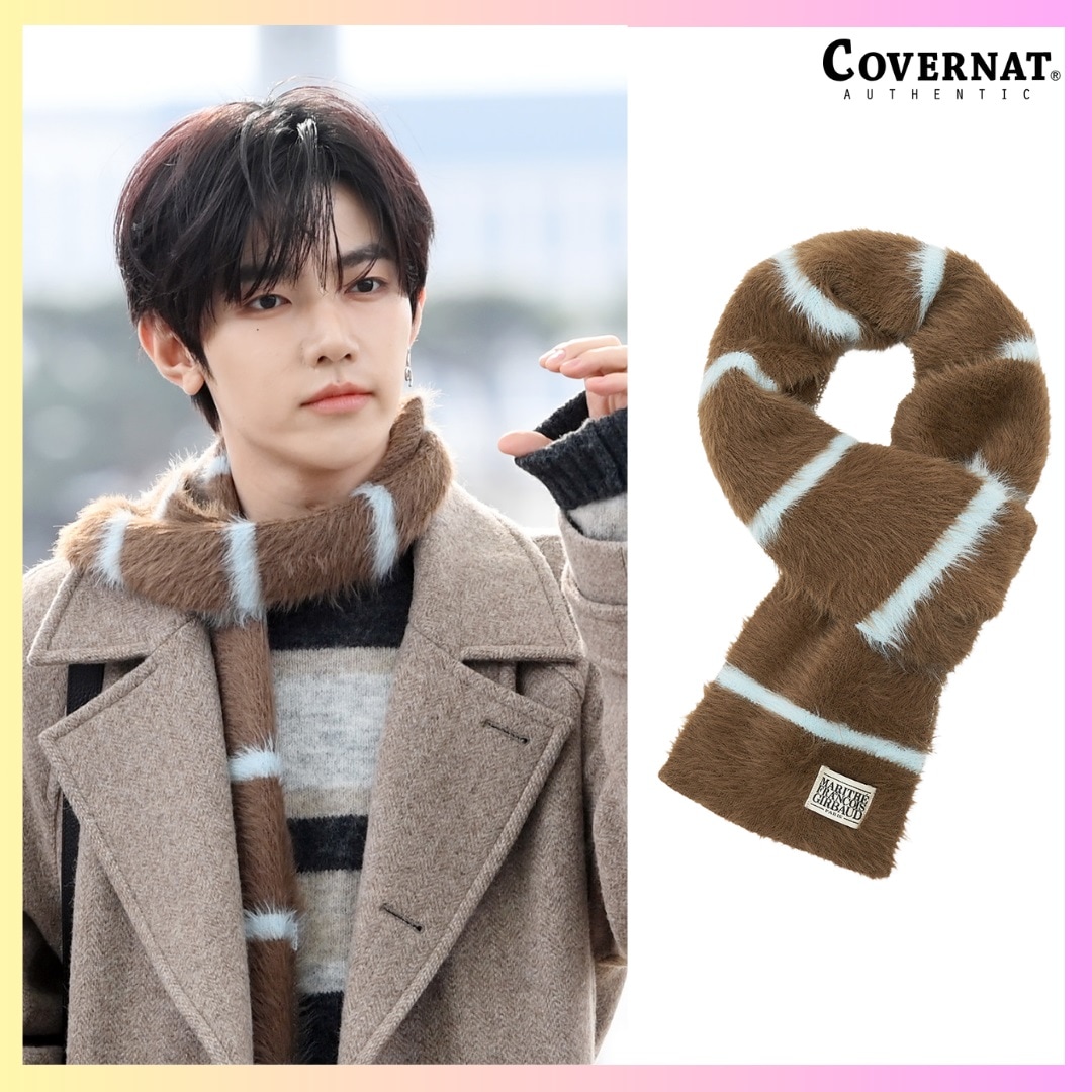 ZEROBASEONE ジャンハオ着用] CLASSIC LOGO FLUFFY MUFFLER BROWN