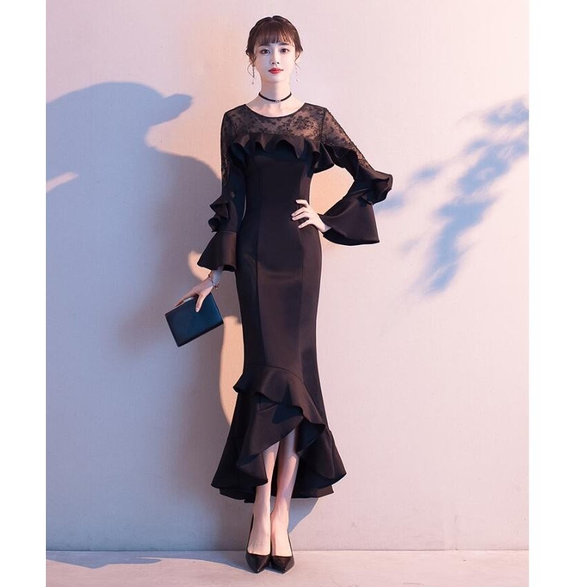 袖あり マーメイドドレス タイトワンピース ウエディングドレス ナイトドレス パーディードレス ピア