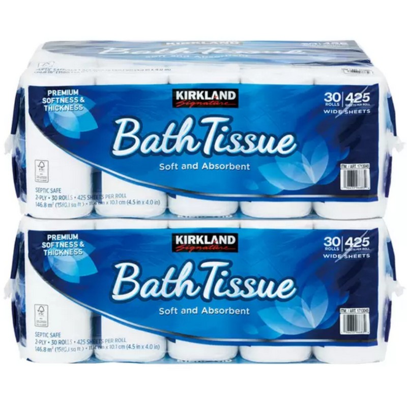 【2セット】（カークランド バスティッシュ 30ロールx2袋）60ロール トイレットペーパー ダブル 厚手 42.9m コストコ 1713045