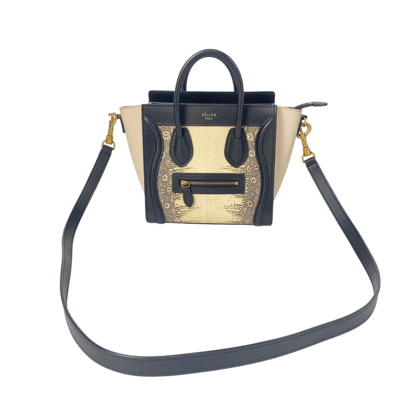 美品 セリーヌ CELINE レディース ラゲージ ナノ リザード 2way ショルダーバッグ ハンドバッグ 斜めがけ クロスボディ 【中古】