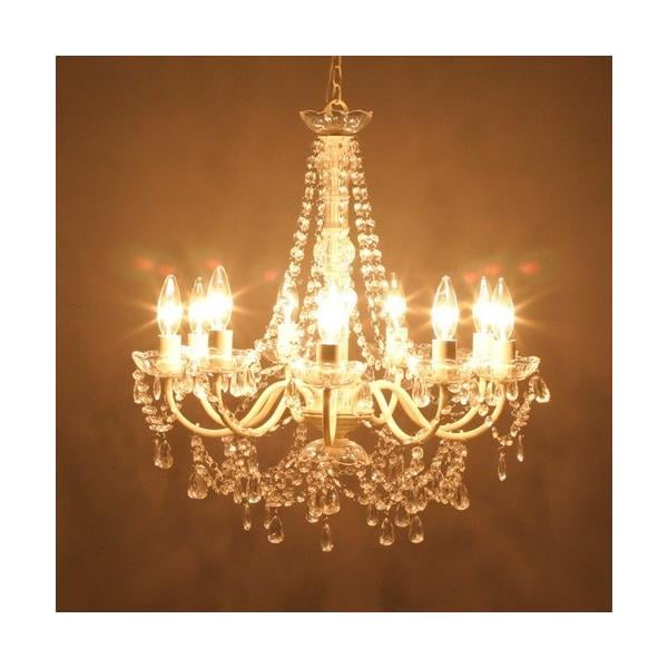 シャンデリア 照明 LED対応 9灯 おしゃれ シーリング 天井照明 吊下げ アンティーク ゴージャス 豪華 かわいい 軽量 白 ホワイト ガーリー