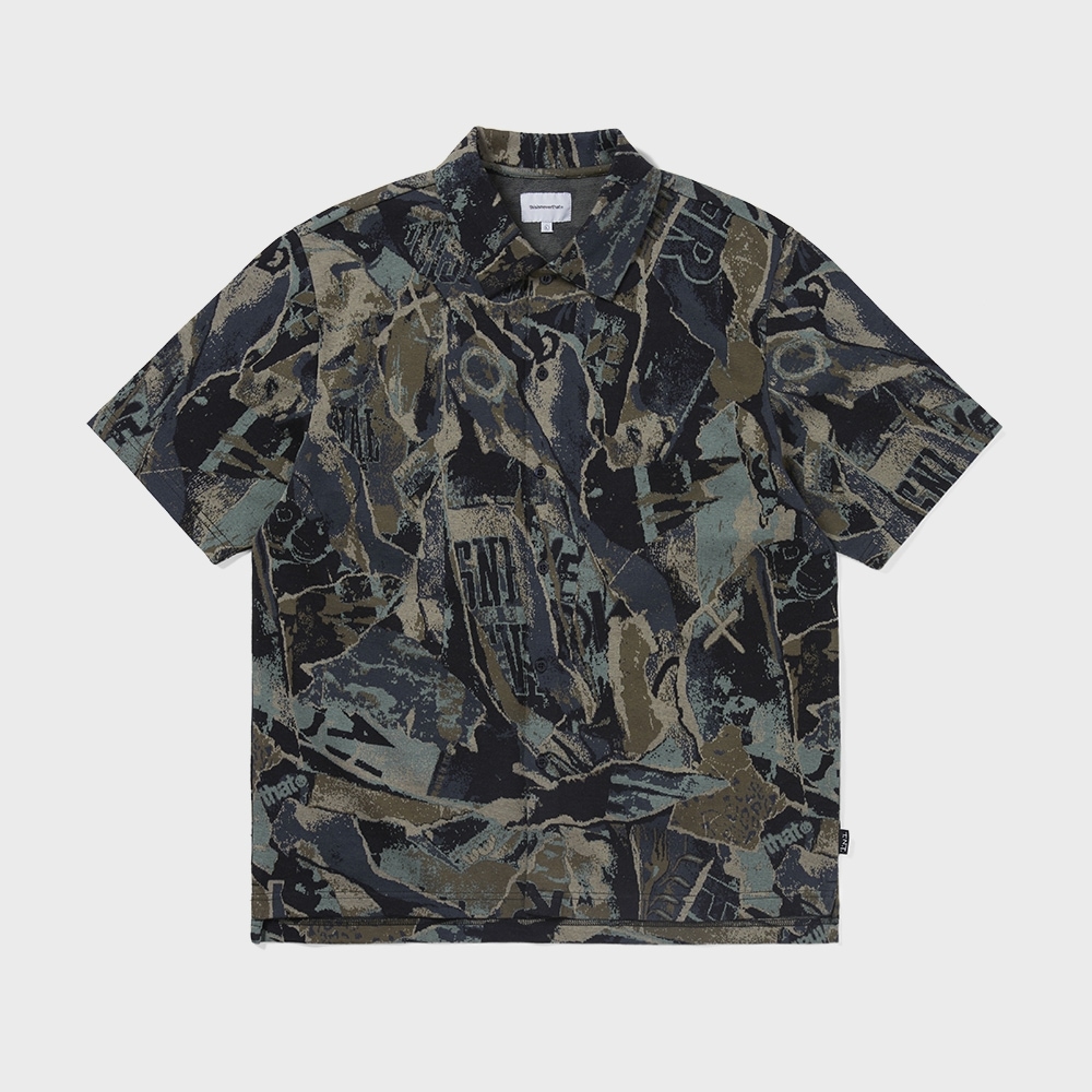 ディス・イズ・ネヴァー・ザット・ジャカード柄ボタンアップトップブラック