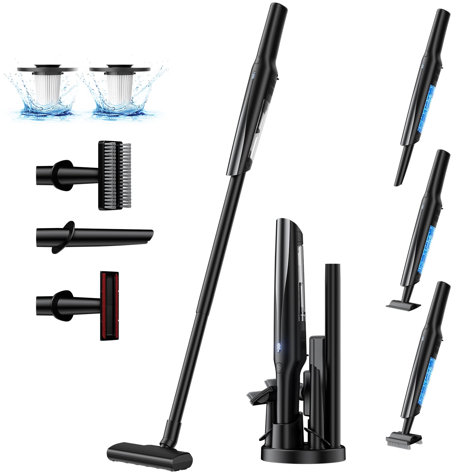 【2025革新モデル】 掃除機 コードレス 軽量 33Kpa強力吸引【収納＆充電一体化・埃自動検知】 ハンディ 掃除 機 スティック クリーナー 45分間連続稼働 2WAY HEPA多重濾過 紙パック