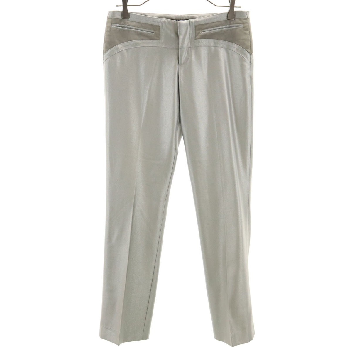 イタリア製 ローライズ ロングパンツ 40 グレー レディース 古着