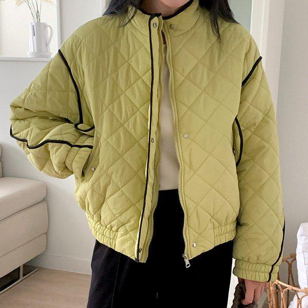 Hスタイル(DK)キュミラ配色パディングジャンパー 秋 冬 パディングジャンパー JP アウター ヌービング キルティング