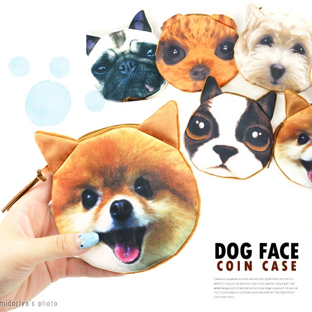 メール便送料無料 ポーチ レディース コインケース 小銭入れ 小物入れ Luluberry いぬ イヌ 犬 フェイス Ar Dogkom