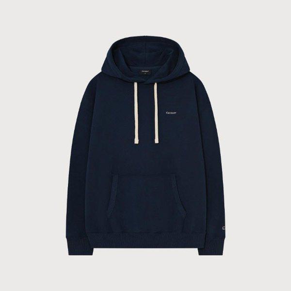 フード付きトレーナー JQS CO2503HD04-NA スモールロゴ 裏起毛フーディー Navy