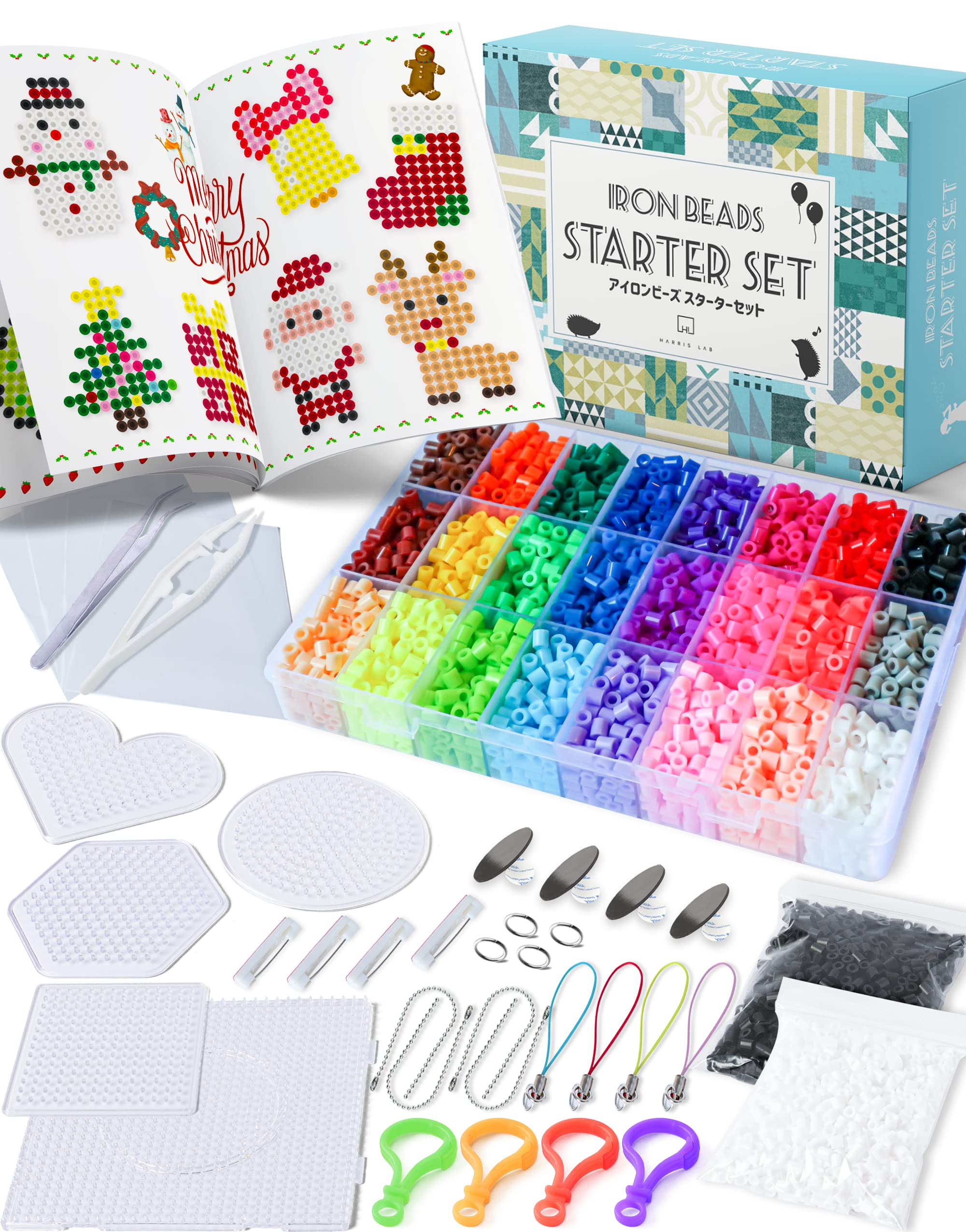[ハリスラボ] アイロンビーズ セット 『プレミアムセット』 5mm 56色 図案100種類 10000粒 白 黒 各+750粒 ミニミニアイロンビーズ ミニアイロンビーズ ビーズアイロン シート プ 5,499円