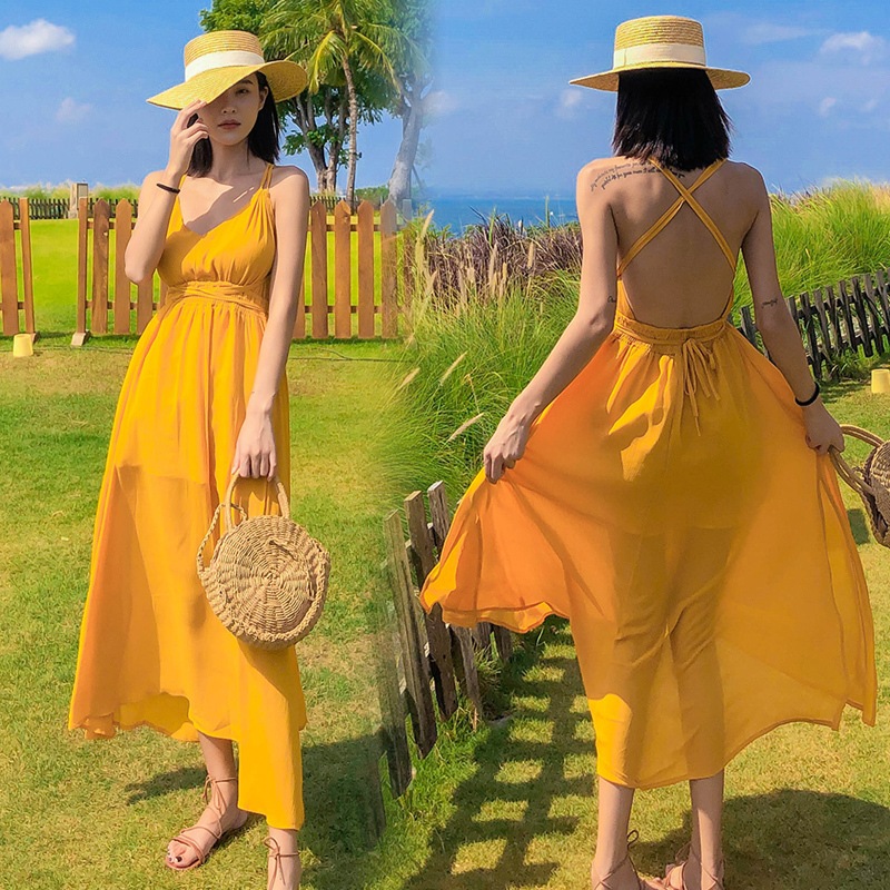 ワンピース フレアワンピース ロング ロング丈 袖なし ノースリーブ フレア Aライン リボン ウエストマーク ウエストリボン バックリボン スリット サイドスリット バックシャン バックコンシャス