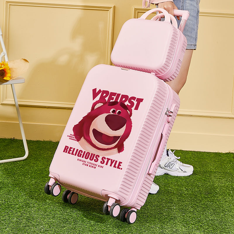 ディズニーいちご熊新型スーツケース女20学生落書き旅行パスワードスーツケース男丈夫スーツケース