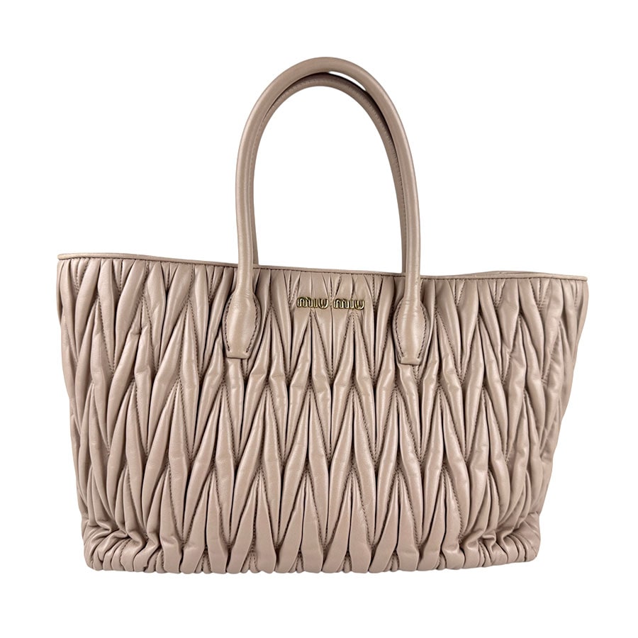 ミュウミュウ MIUMIU ハンドバッグ ショルダーバッグ マテラッセ レザー ピンクベージュ ゴールド レディース z7269