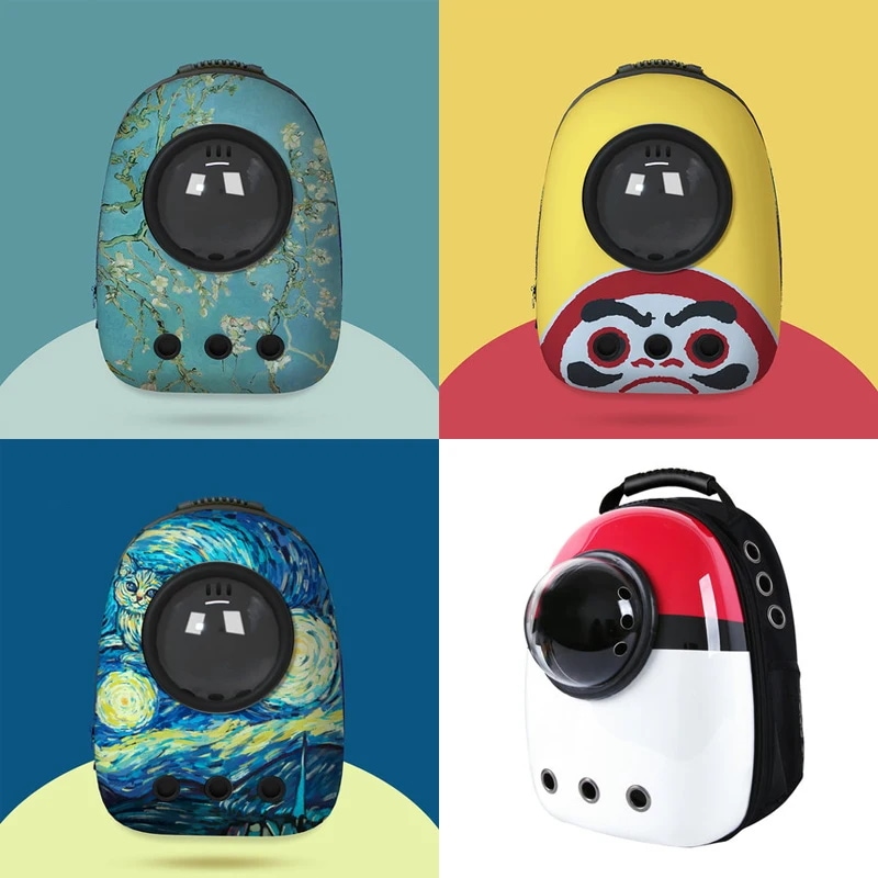 ペット用の猫用バックパック,猫用の通気性のあるトラベルバッグ,犬用の宇宙カプセル