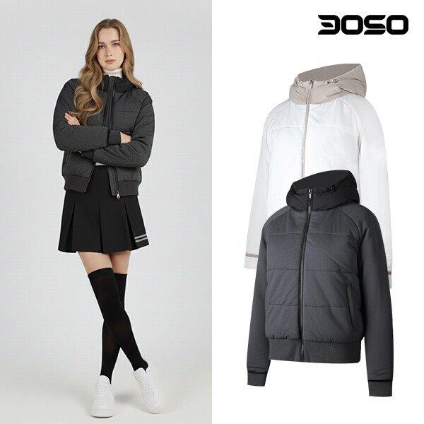 ゴルフウェア 女性 秋/冬 フード ニット パディング ジャケット/WKWMW