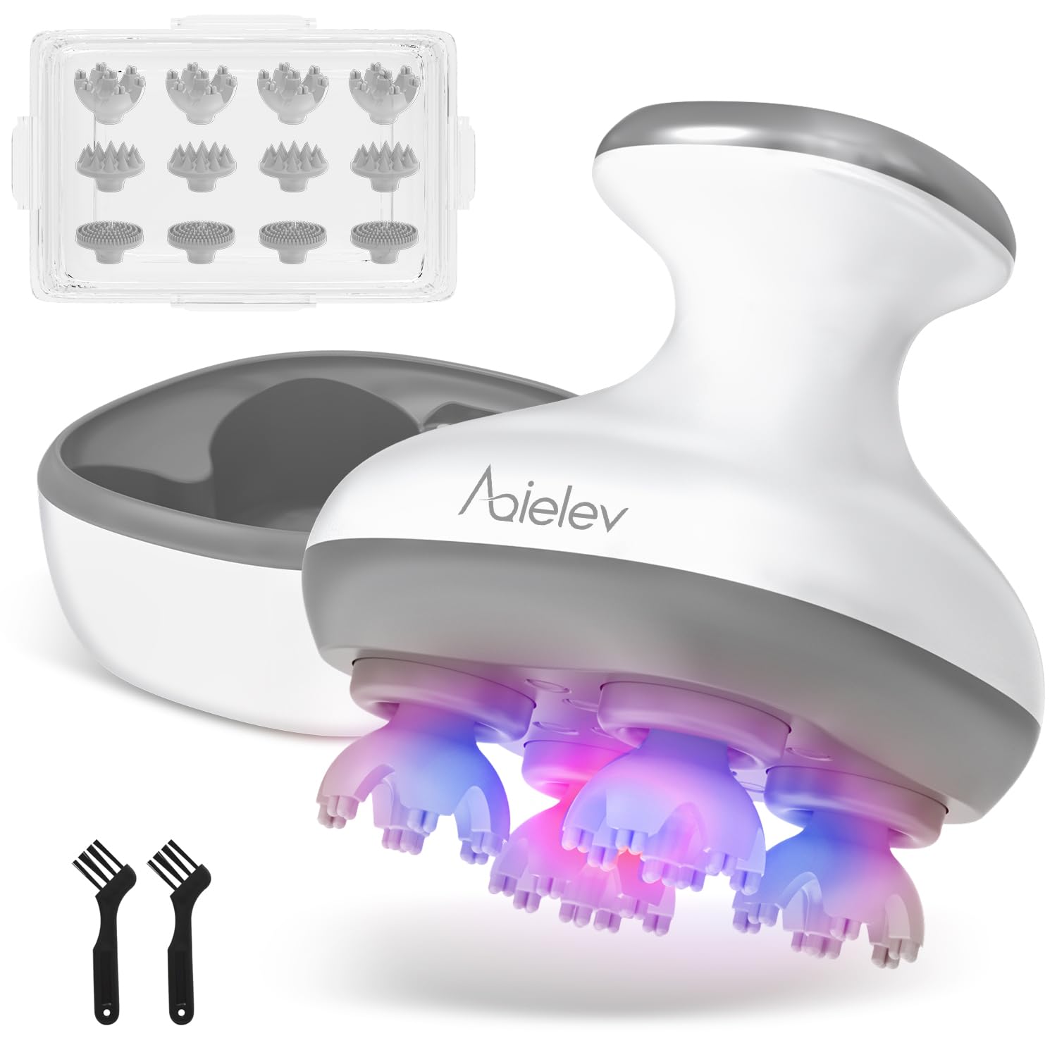 AQielev ヘッドスパ 頭皮ブラシ 電動頭皮ブラシ お風呂 シャンプーブラシ 『mybest おすすめ』【日本監修・レッドドット賞受賞】IPX7防水 多機能 美顔器 AI仿生頭皮スパ スカルプスパ