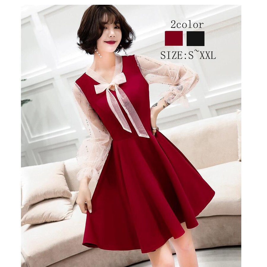 ミモレ丈ドレス カラードレス パーティードレス ウエディングドレス 20代 30代 40代 大きいサ 4,650円