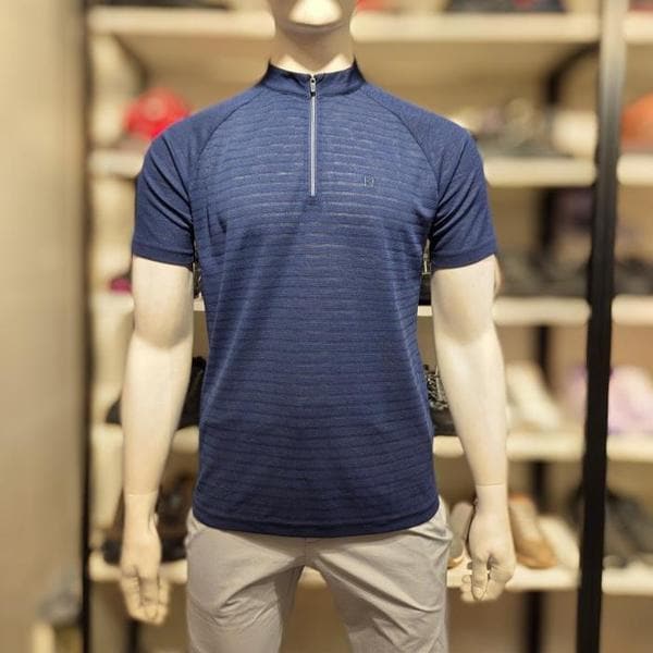 VT0580MNV 男性半袖ハーフジップTシャツ クールメッシュ吸湿速乾 (S38400131)