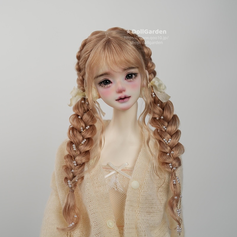 BJD 1/3 1/4 1/6 ドールウィッグ ロング キレイ編み 手入れ ロシアモヘア 定型ウィッグ 7色 SD/MSD/YOSDサイズ球体関節人形用ウィッグ ピンク ブラウン ゴールド