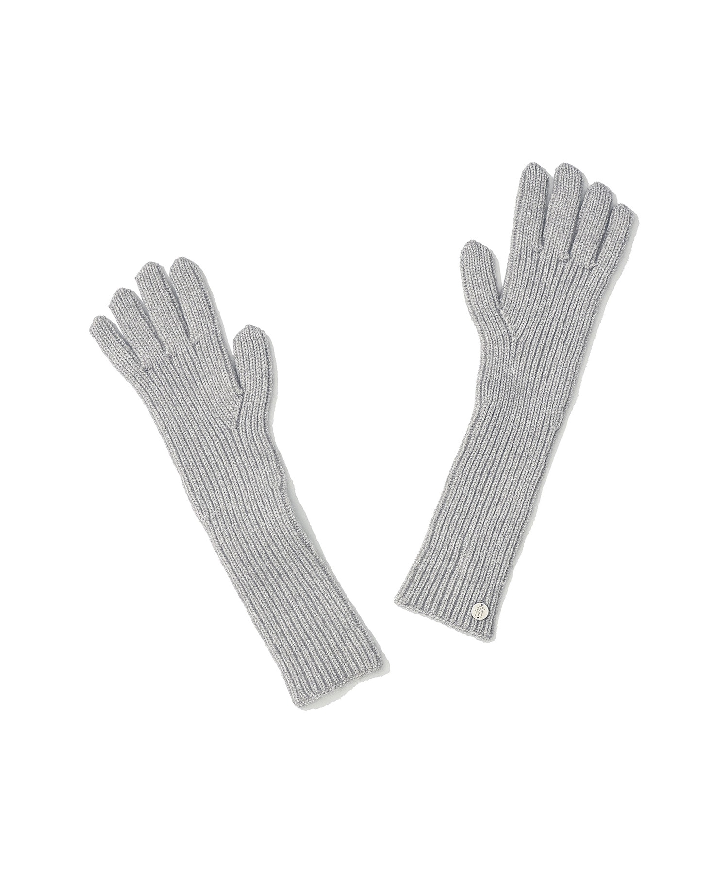 PARTIMENTO 女性用リブ編みニットロンググローブ_ライトグレー