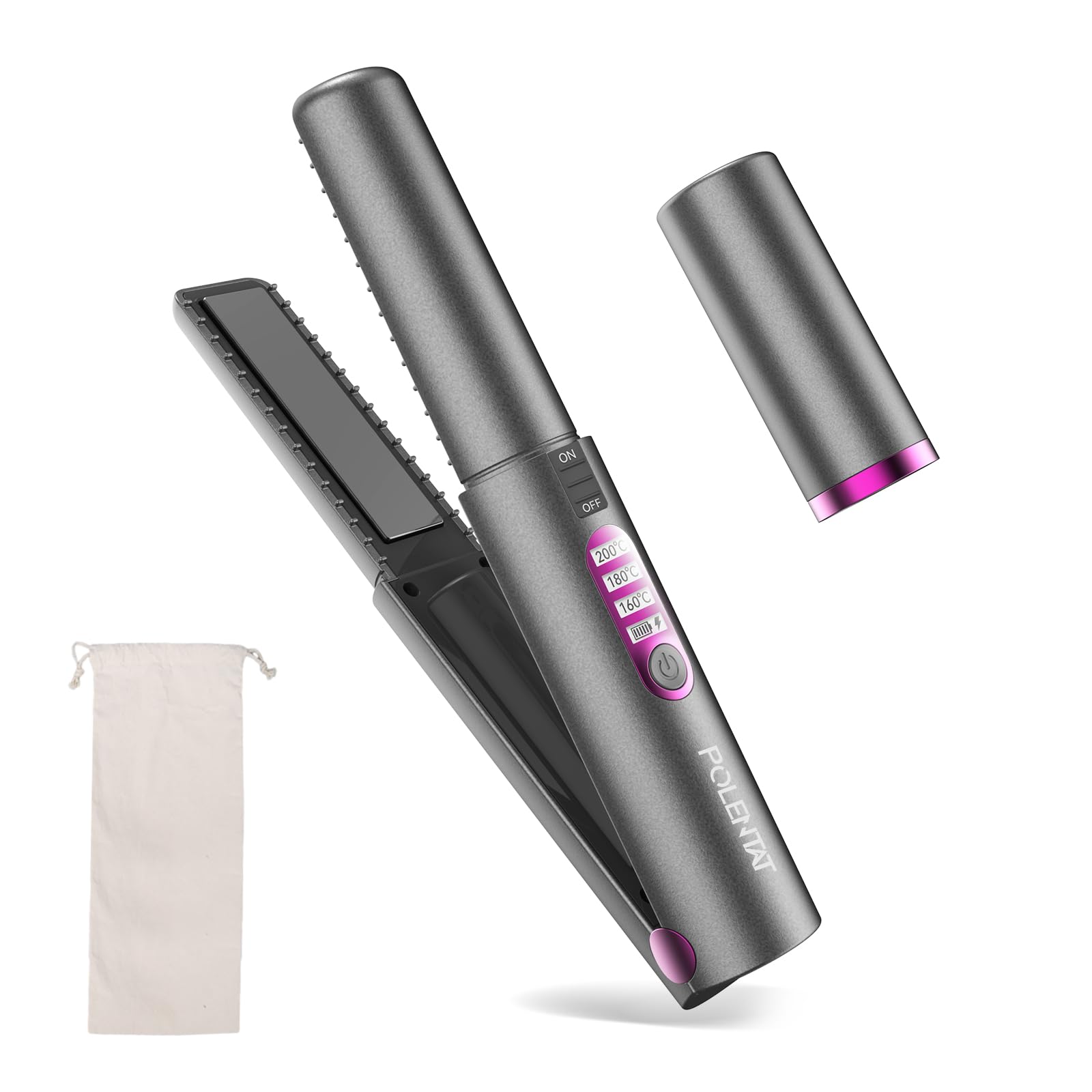 【超急速加熱 】POLENTAT ヘアアイロン コードレス コードタイプと同じ温度 65秒で200℃ TYPE-C充電式 5000mAh大容量 2way MAX200℃ 3段階温度調整 自動電源OFF